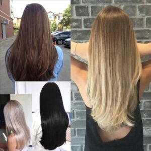Straight Clip in ponytail set(6pcs)